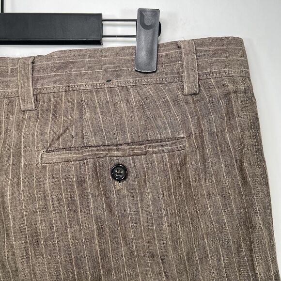 Banana Republic 100% Linen Shorts Mens Size 35 Brown Striped 11” Inseam Beemuda - Picture 9 of 13